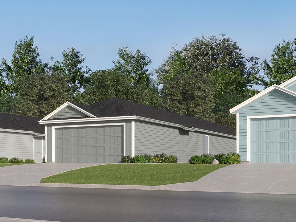 Rendering of the rear-access garages and drives.
