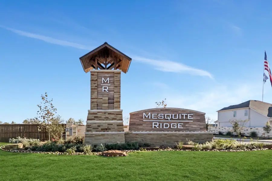 The Mesquite Ridge entry monument and planting.
