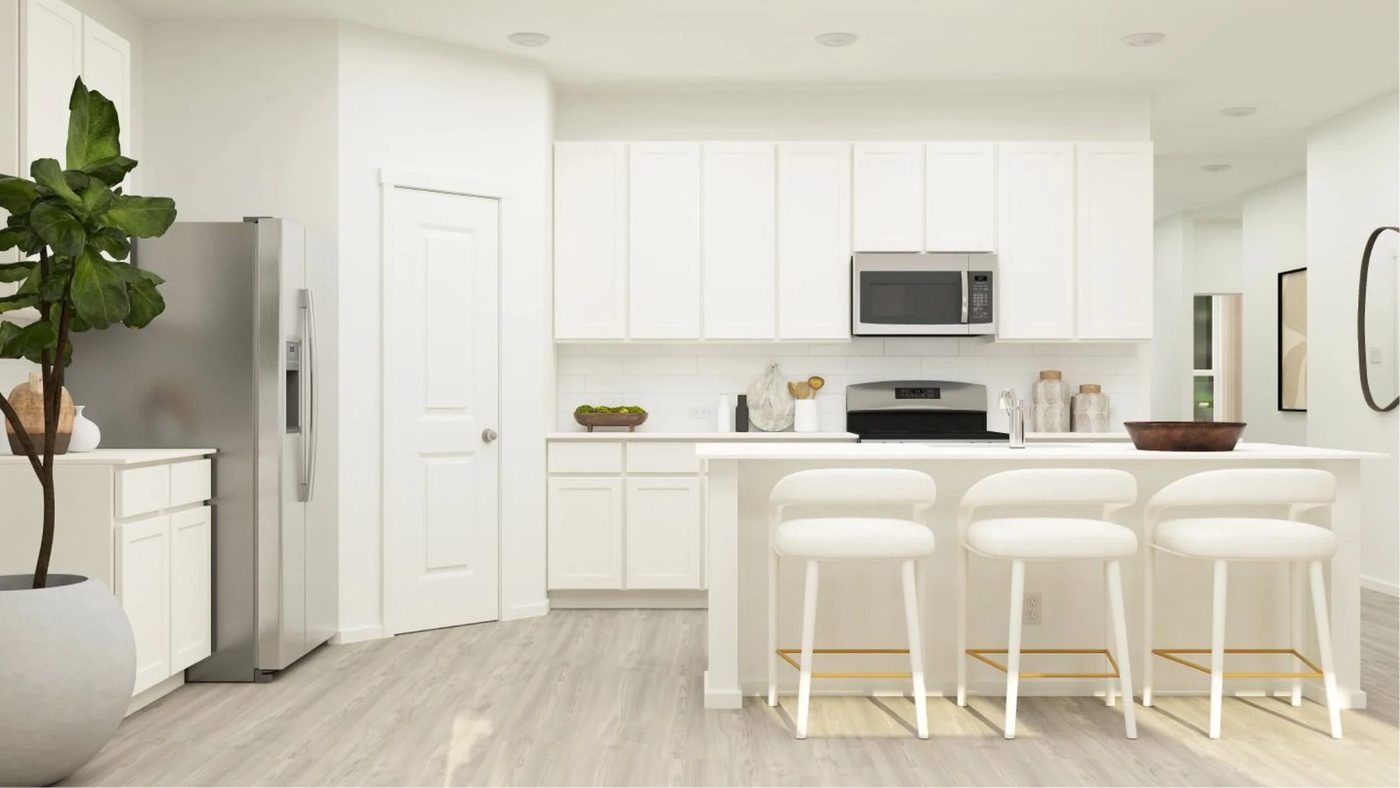 Rendering of a kitchen in one of the plans.
